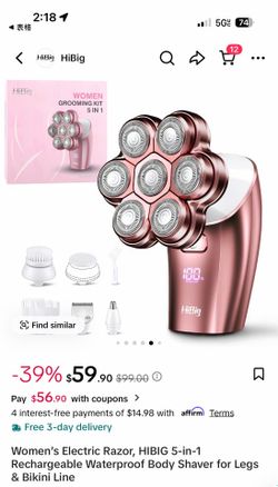 5-in-1 Electric Shaver & Grooming Kit for Women (Rose Gold)
