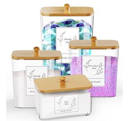 4 Pack Clear Laundry Pods Container & Dryer Sheets Holder! Brand New!