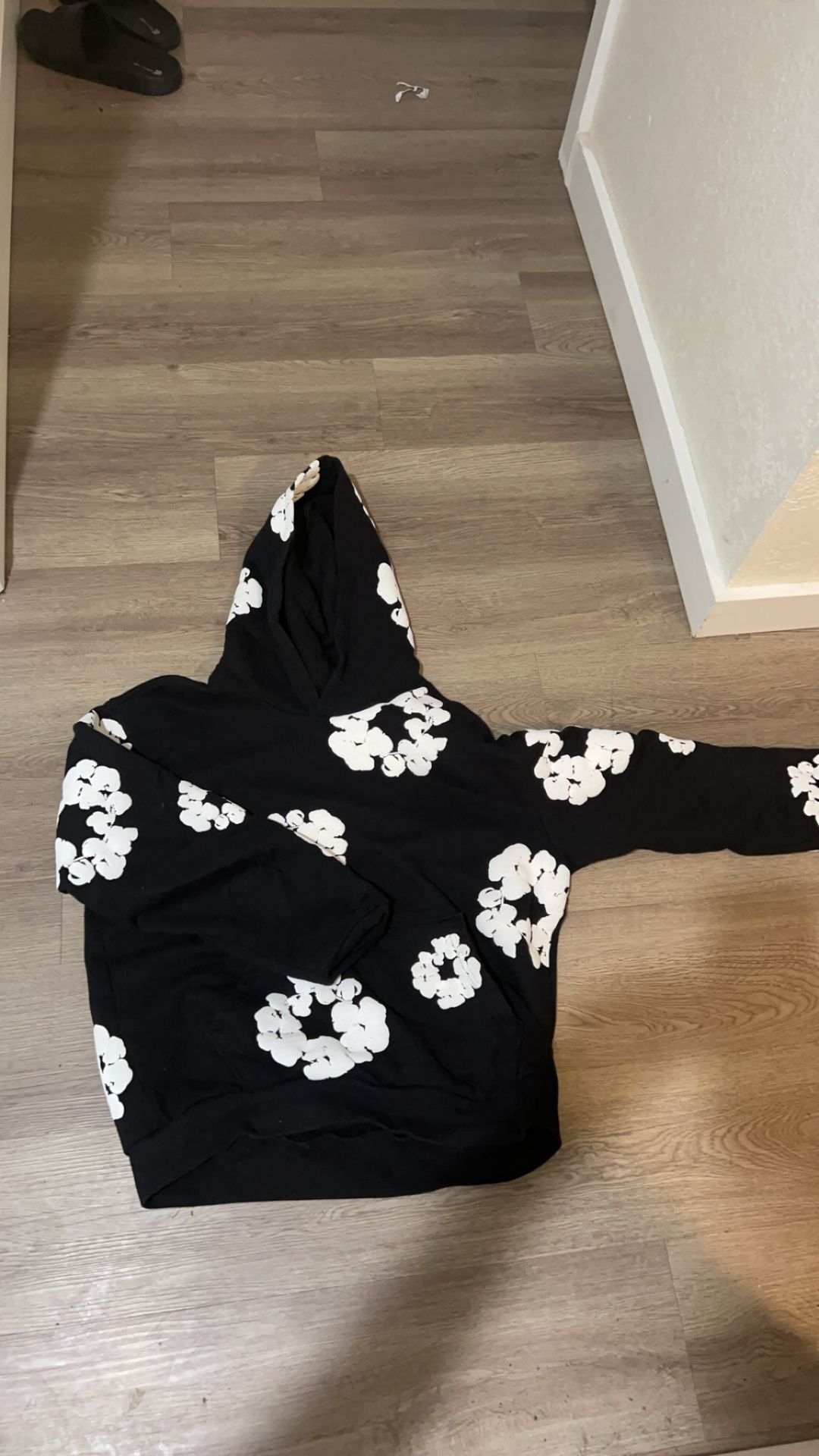 Black and white denim tears hoodie