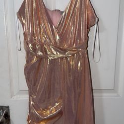 Rose Gold Metallic Mini Dress for Sale 