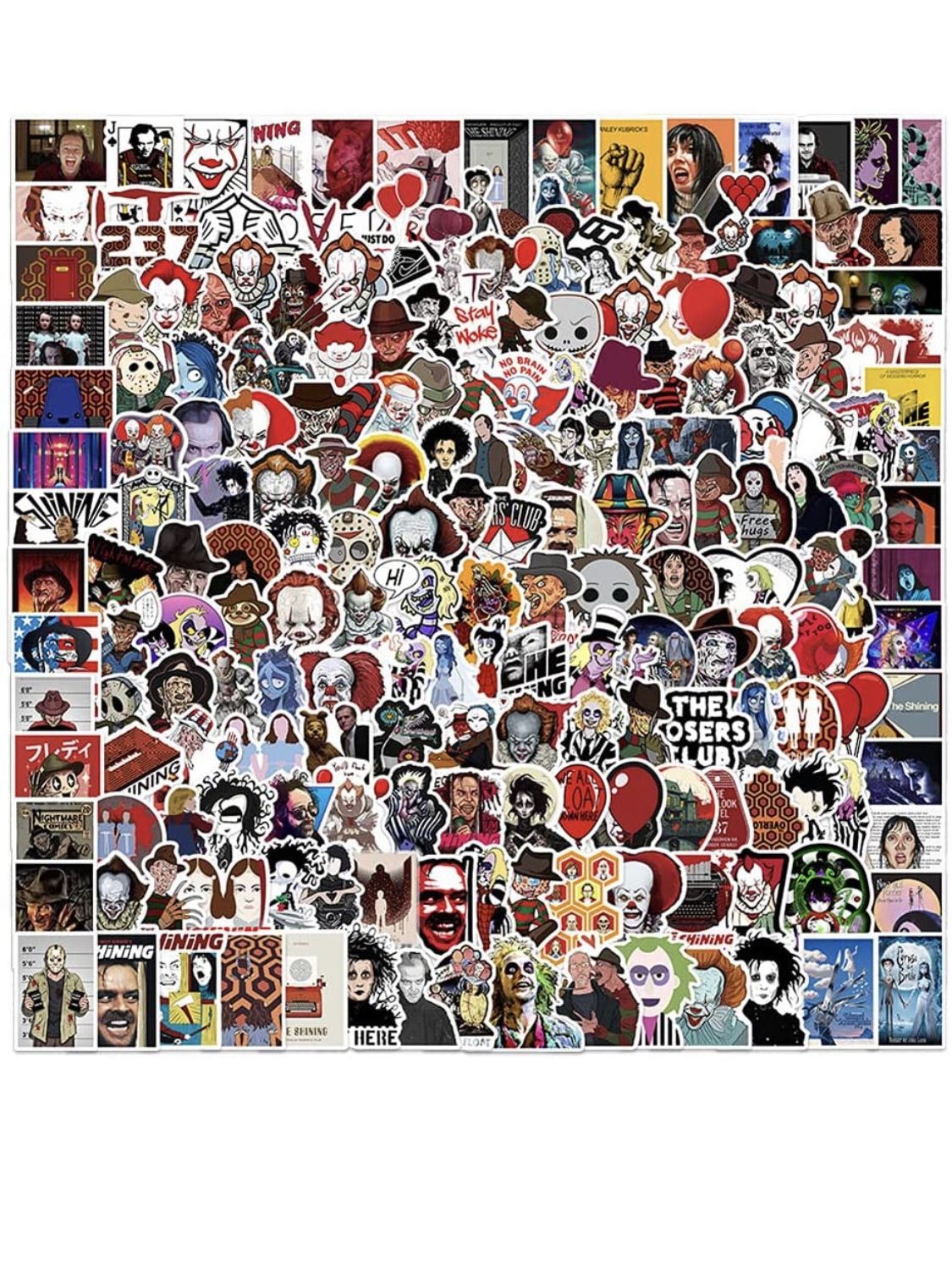 200 PCS Vinyl Waterproof Halloween Horror Movie Theme Stickers Decorations - Cool Funny Terror Film Stickers Decals for Laptop Water Bottles Flask Lug