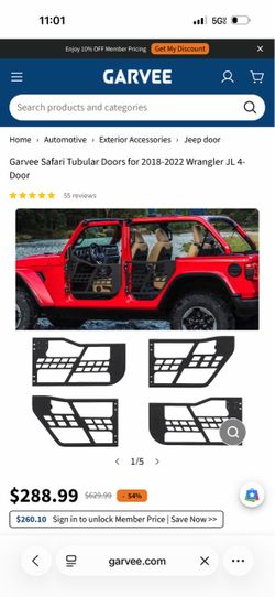 Garvee Safari Tubular Doors for 2018-2022 Wrangler JL 4-Door