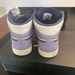 Purple And White Jordan One Mid Trainers 
