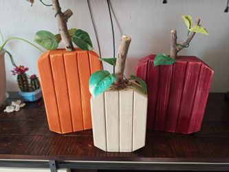 Handmade Wooden Pumpkin Decor Set of 3