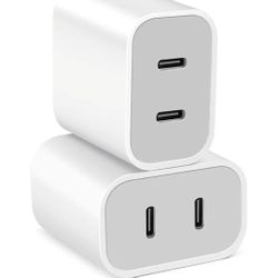 2 Pack White 40W Dual USB Type C Rapid Charger 