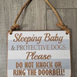 Sleeping Baby and Protective Dogs Please Do Not Disturb Sign