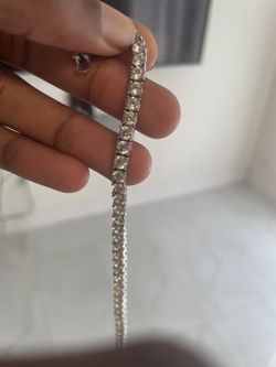 White Gold Round Lab Diamond Necklace (Send Best Offer)