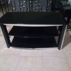Tv Stand 3 Shelves Tempered Glass Excellent Condition W 43", D 23" 
