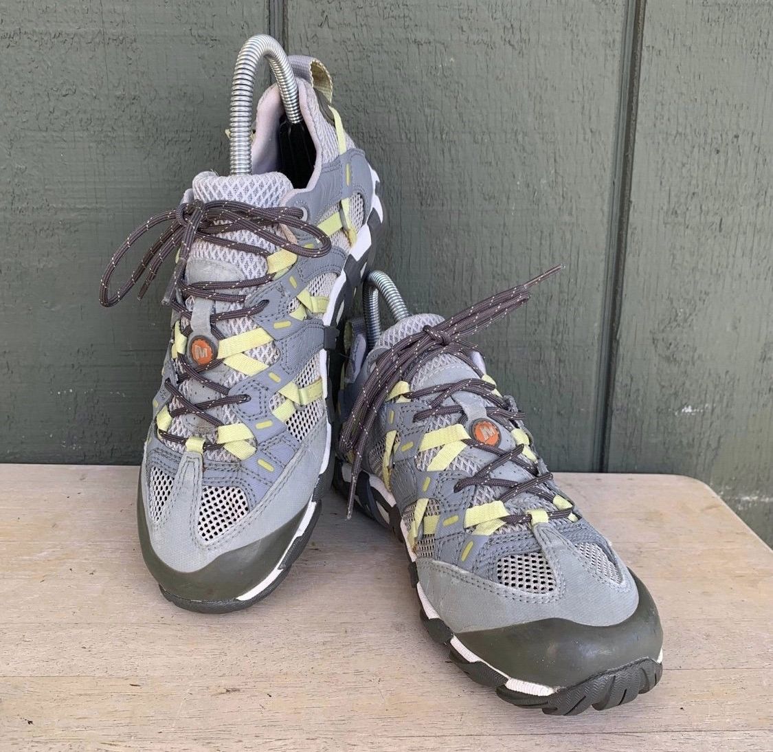 Women’s Size 6 - Merrell Waterpro Ultra Sport Shoes Continuum Line Gray Yellow