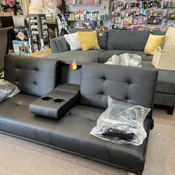 Grey Futon Sofa New Assembled 