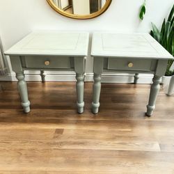 Vintage Green Wood End Tables/Nightstands 