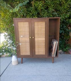 Storage Cabinet with Shelves Rattan Doors  33" X 16" D X 36" T