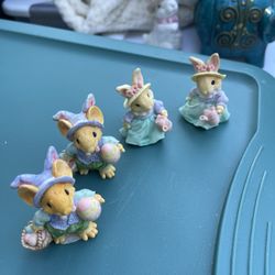 Vintage Avon Forest Friends / Ganz Little Cheesers Easter Bunny Figurines (Set of 4)
