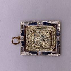 14kt Yellow Gold Orthodox Ikona Pendant - 9.10g, C/Z, Double Plate 2-Tone Gold