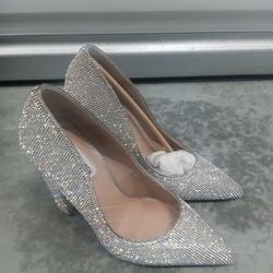 Steve Madden Sparkle Rhinestone Chunky Heels Ladies Size 7