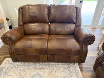 Leather sofa and loveseat