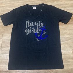 Get Lucky Nauti Girl Rhinestone V-Neck T-Shirt