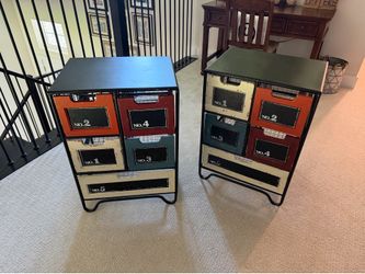 Two Metal Storage Drawer Cabinets Rustic