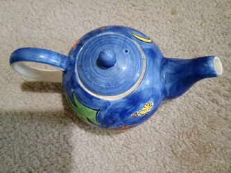Vintage Ceramic Tea Pot Hand Painted Cute Collector's