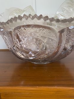 Vintage Cut Glass Punch Bowl