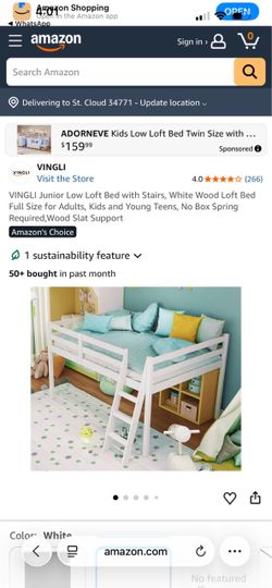VINGLI Junior Low Loft Bed with Stairs
