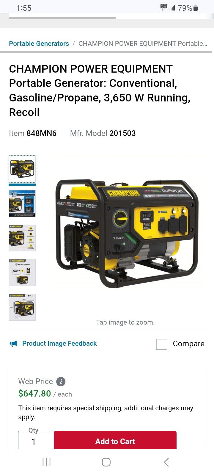 Duel Fuel Champion Generator 