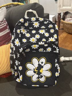 Disney Minnie Mouse Daisy Black White And Yellow Backpack