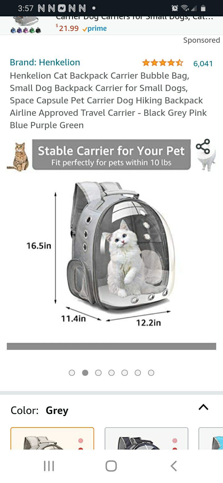  Brand NEW CHEIGHY  small Portable PET Backpack Carrier Bubble Bag