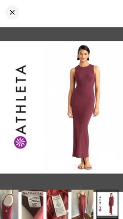 NEW! Athleta Signature Rib Maxi Dress in ‘red rock’ (L)