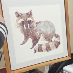 Watercolor Raccoon - Nursery Art Canvas