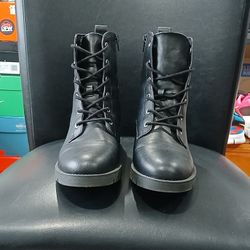 Sun + Stone Black Combat Boots. Women Size 9. Pre-Loved.