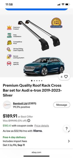 Premium quality Roof Rack crossbar set for Audi e-tron 2019-2023