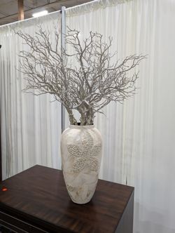 Capiz Shell Mosaic Floral Floor Vase