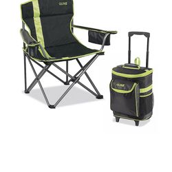 Camp Chair and Cooler Combo - Black/Lime