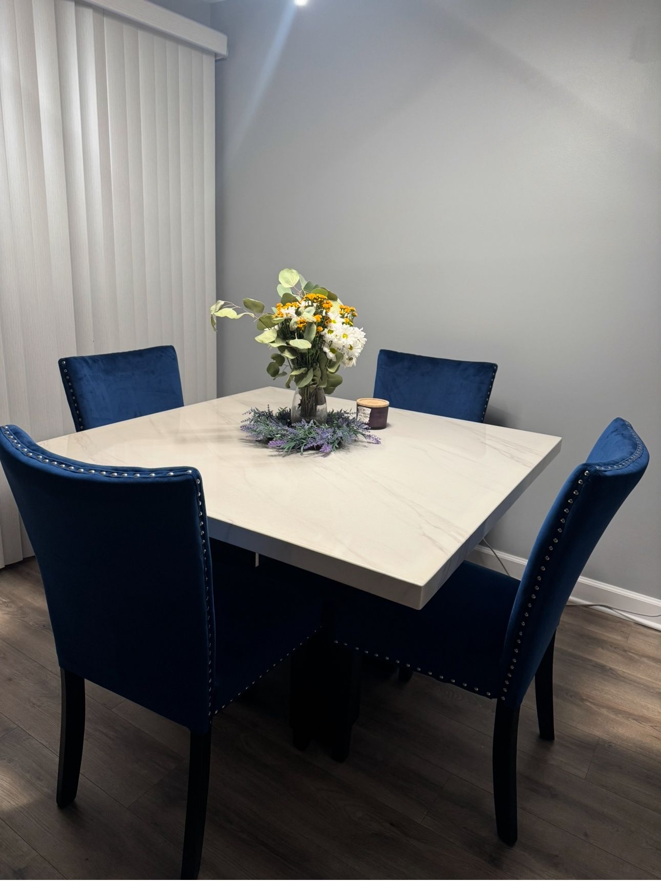 Faux marble table with 4 chairs