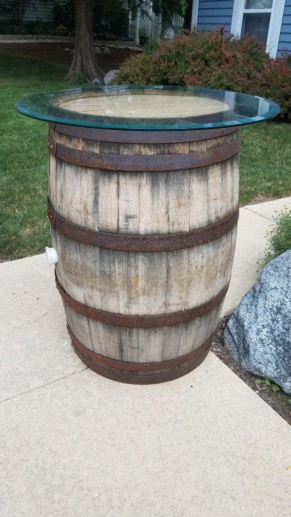Empty Bourbon Whiskey Barrel Glass Top