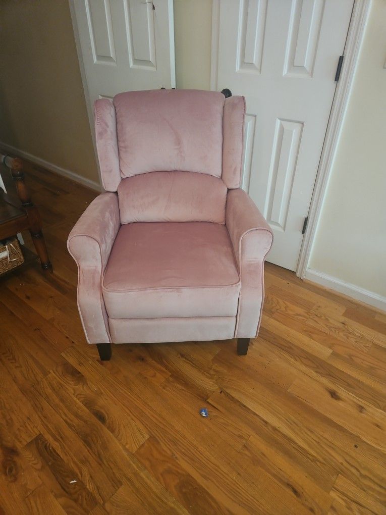 Soft Pink Microfiber Recliner Chair