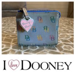Dooney & Bourke vintage signature logo small wallet with rainbow zipper & charm