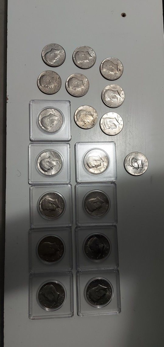 Lot Of 17 Half Dollars Different Dates On Them