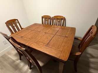 Wood Dining Table Set with 6 Chairs