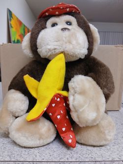 Vintage Stuffed Monkey With Banana