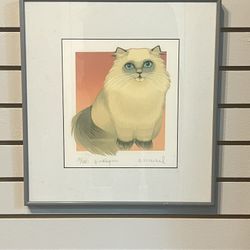 Signed & Numbered “Pinklepurr” Silkscreen by “Marcel” Marcella Anderson Circa 1980s 15.25” X 16”