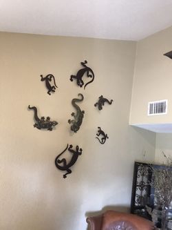 Handmade Metal Lizard Wall Art Decor