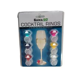 Gama-Go Cocktail Rings Wine Glass Charms - 6pk New  - Drinks Markers 