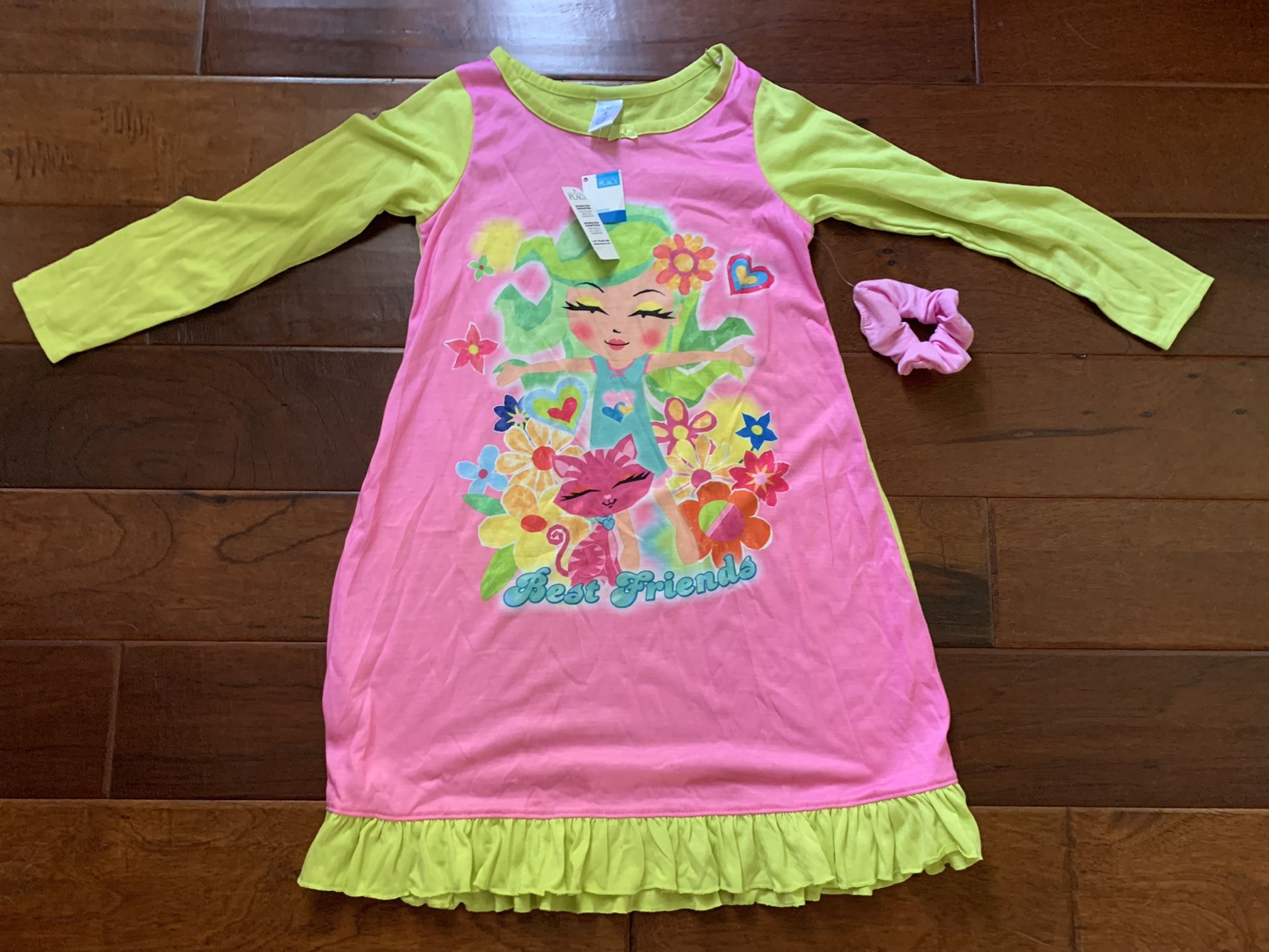 Little Girls Size 7/8 New Children ‘s Place Best Friend Nightgown With Hair Tie