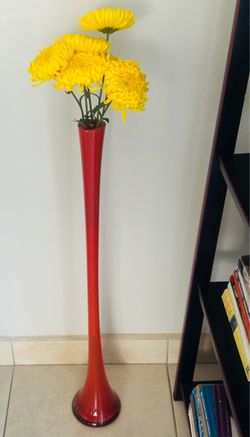 Vintage mid-century modern glass tall vase