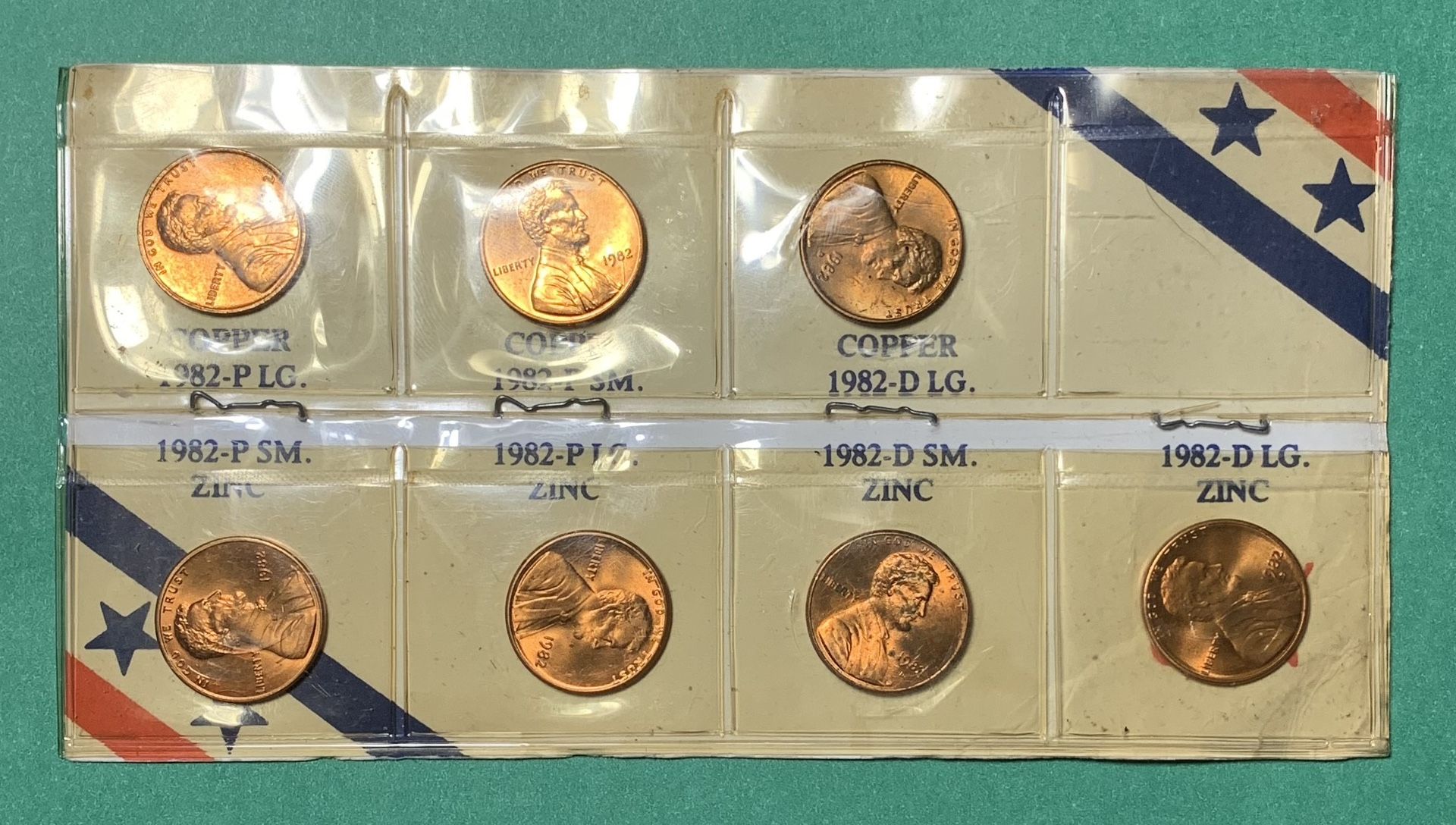 1982 Gem BU Lincoln Cent (7) Coin Variety Set - $10