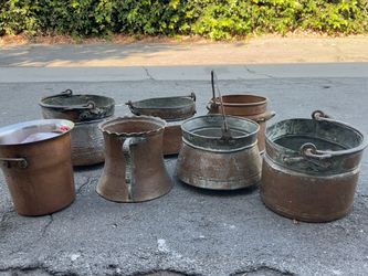 Lot of 7 Antique Copper Pots and Vessels
