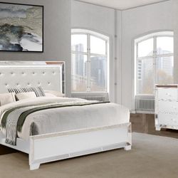 LED Queen Size 4-pc Bedroom Set Black Or White Color OfferUp Special 