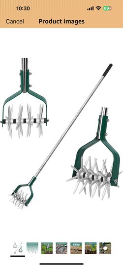 Rotary Cultivator Garden Tool, Manual Tiller with Durable Aluminum Gears, 57-Inch Long Handle, Hand Tiller for Soil Mixing, Flower Bed Cultivation, Re